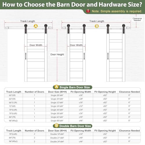 42x84 inch Frosted Glass Sliding Barn Door with Hardware Kit F250600