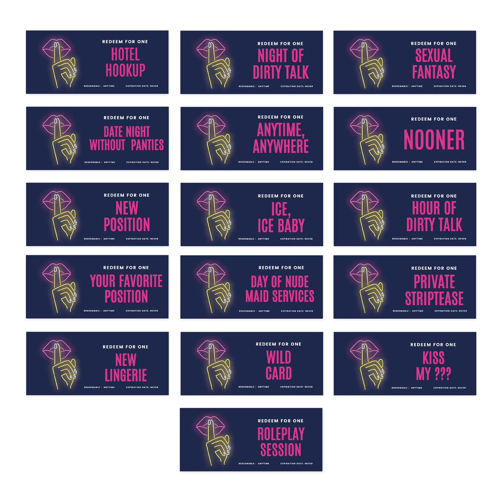 16-Pk Neon Lips Love Coupons G4849