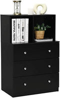 Black 3 Drawer Dresser with 2 Cubbies I27450