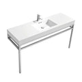 60 in. Single Sink Stainless Steel Console with White Acrylic Sink O77864