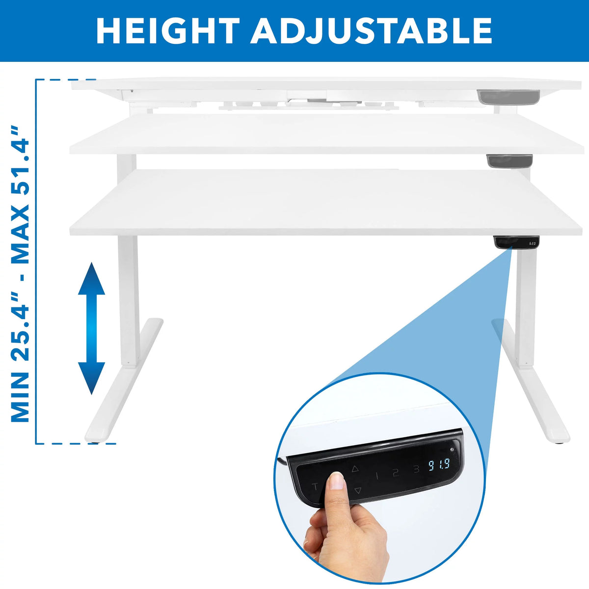 Electric Standing Desk Frame with 55" Desktop, White H31887