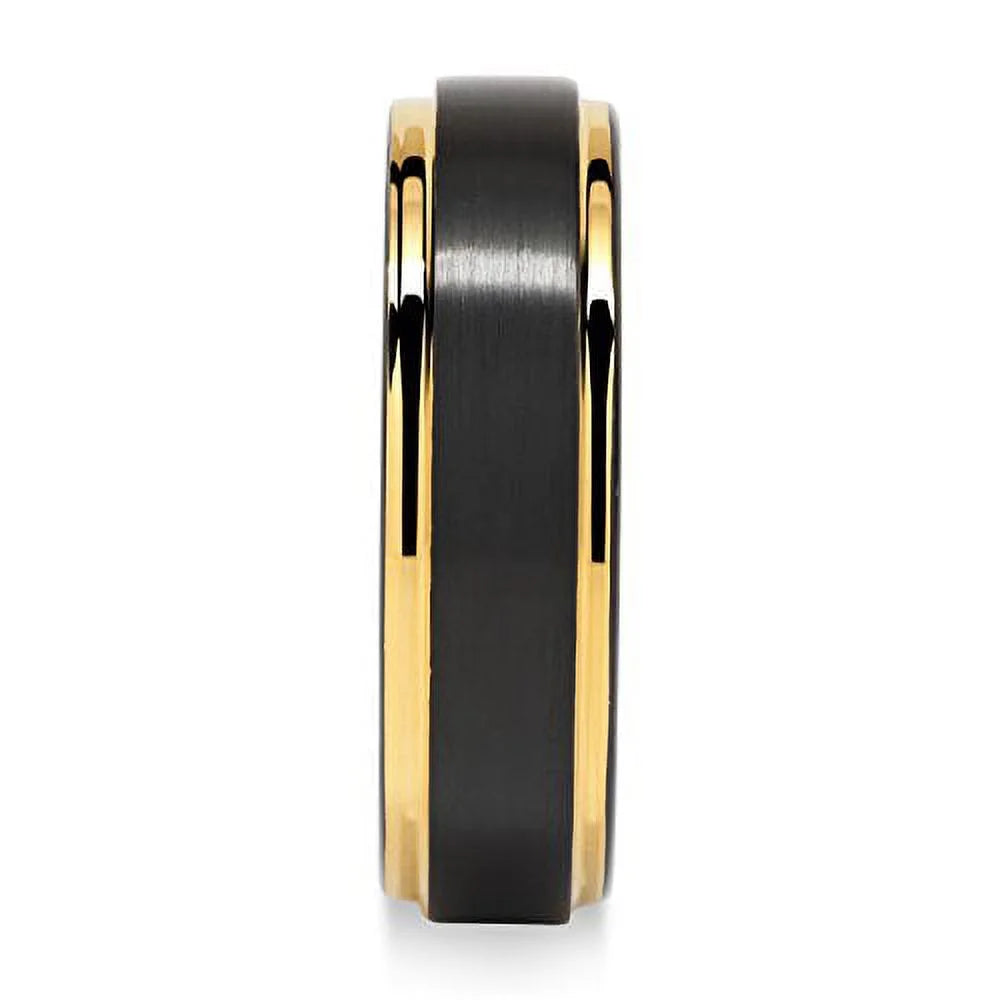 6mm Two Tone Black Gold Tungsten Wedding Band Engagement Ring O4693
