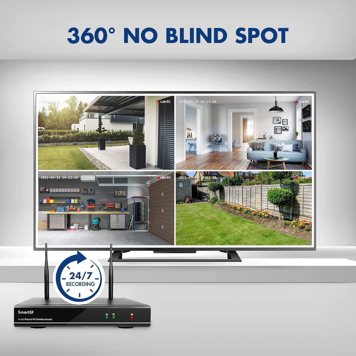 3MP 8CH Wireless Security Camera System with 1TB, PTZ and Bullet Cameras, Color Night Vision H840