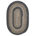 6' x 9' Navy Blue Beige Oval Area Rug V151