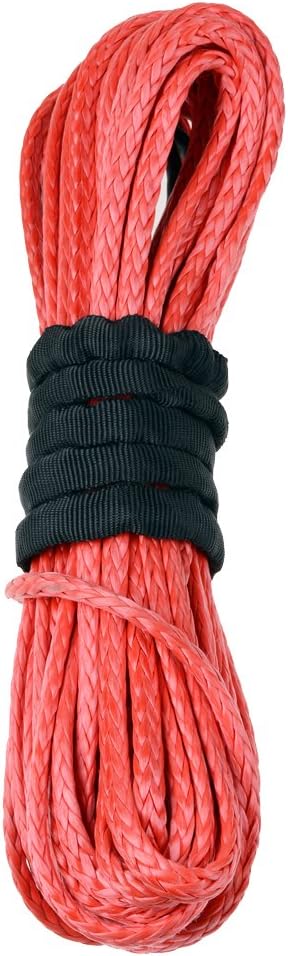 85ft x 3/8 inch Synthetic Winch Line Rope with Heat Rock Guard E982