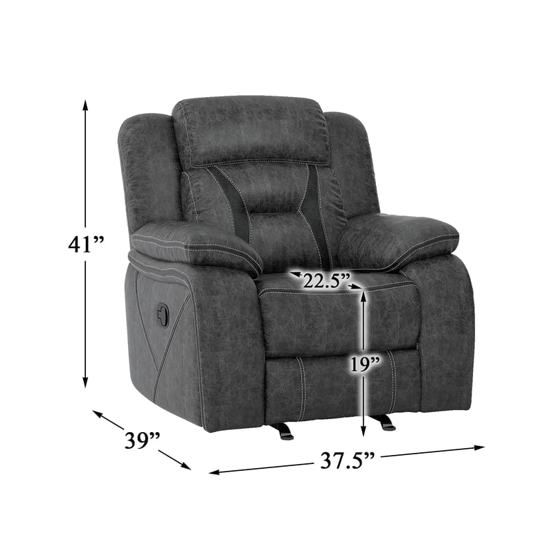 Gray Microfiber Glider Reclining Chair U2258