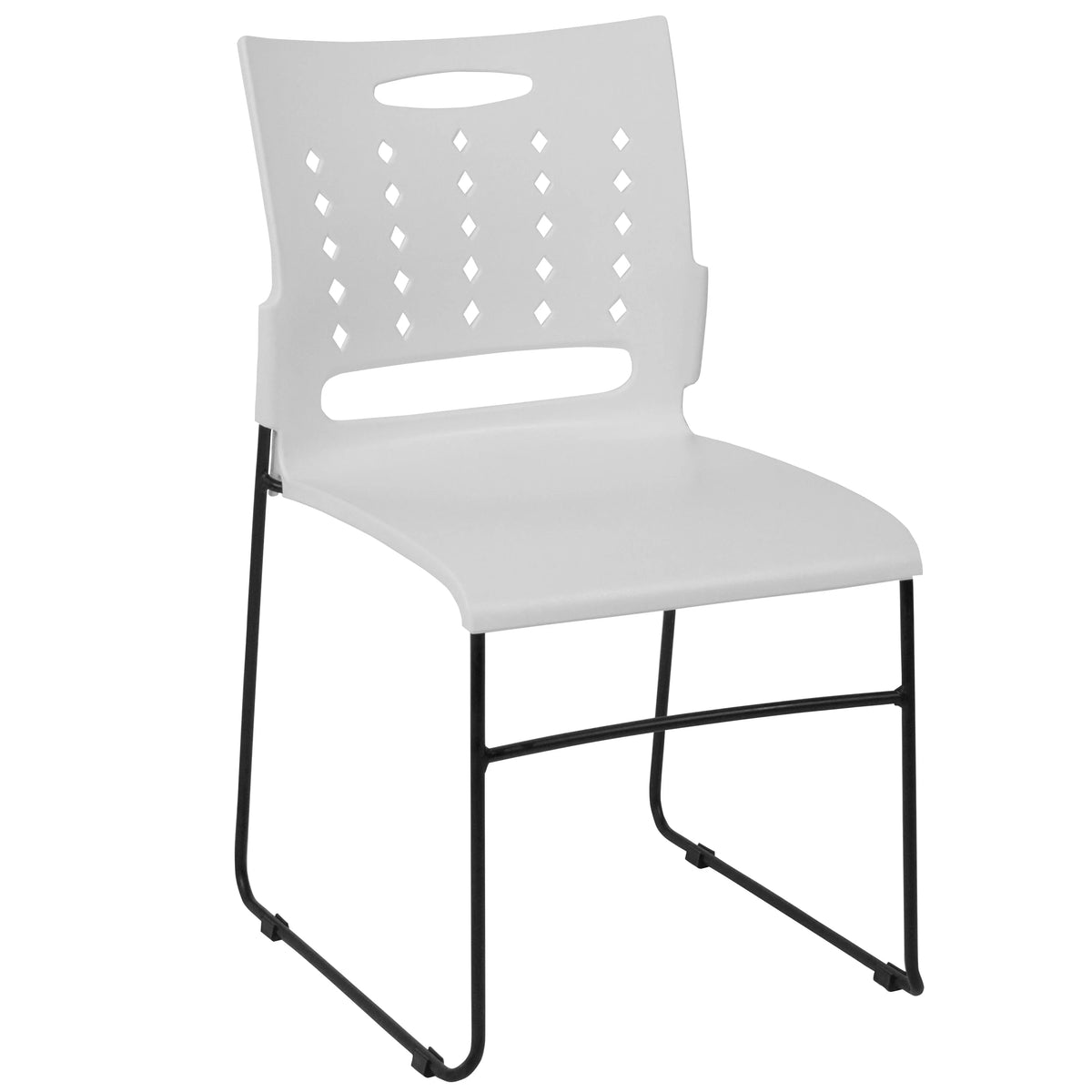 White Sled Base Stack Chair with Air-Vent Back Z255