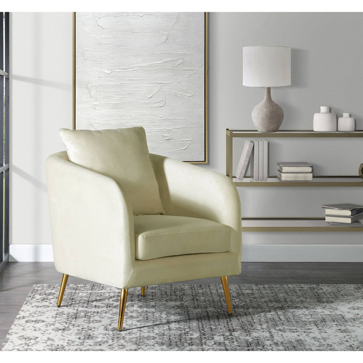 Cream Accent Chair with Gold Legs O662521