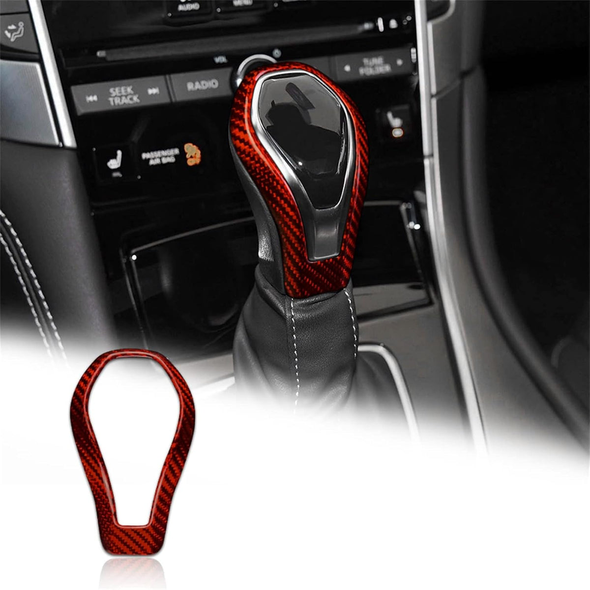 Carbon Fiber Gear Shift Knob Cover Sticker Pack of 2 Q84554