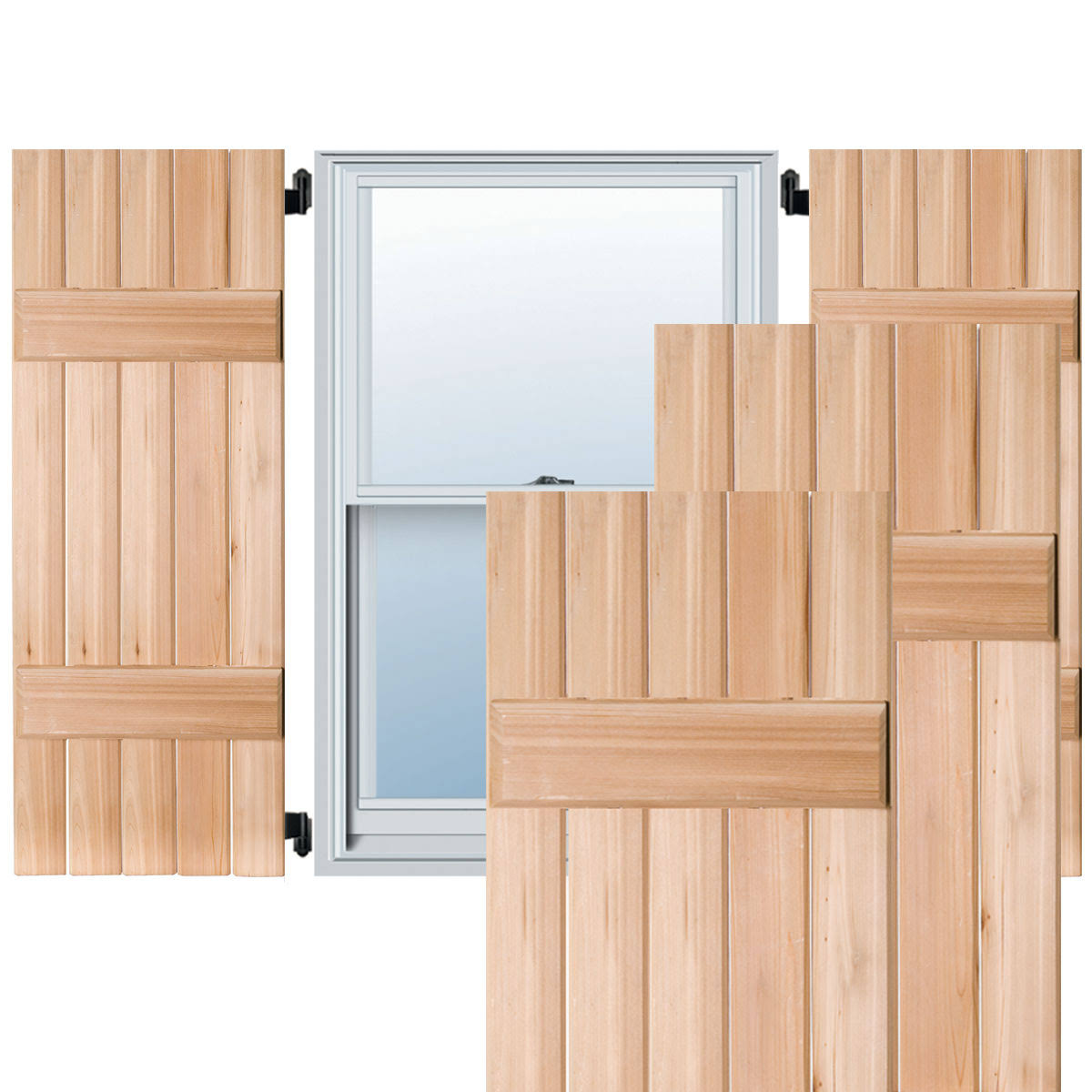 18 in. x 25 in. Real Wood Board and Batten Shutters Pair Unfinished T798219
