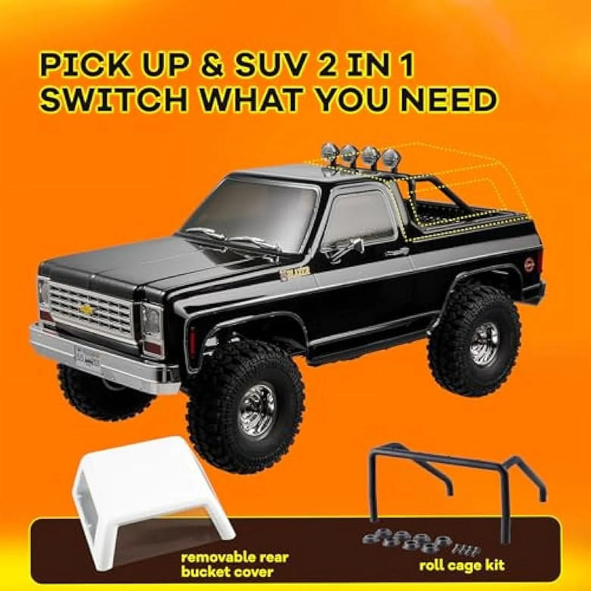 1/10 RC Crawler Pick Up Truck & SUV 2.4GHZ 11CH Remote Control Car Black F52311