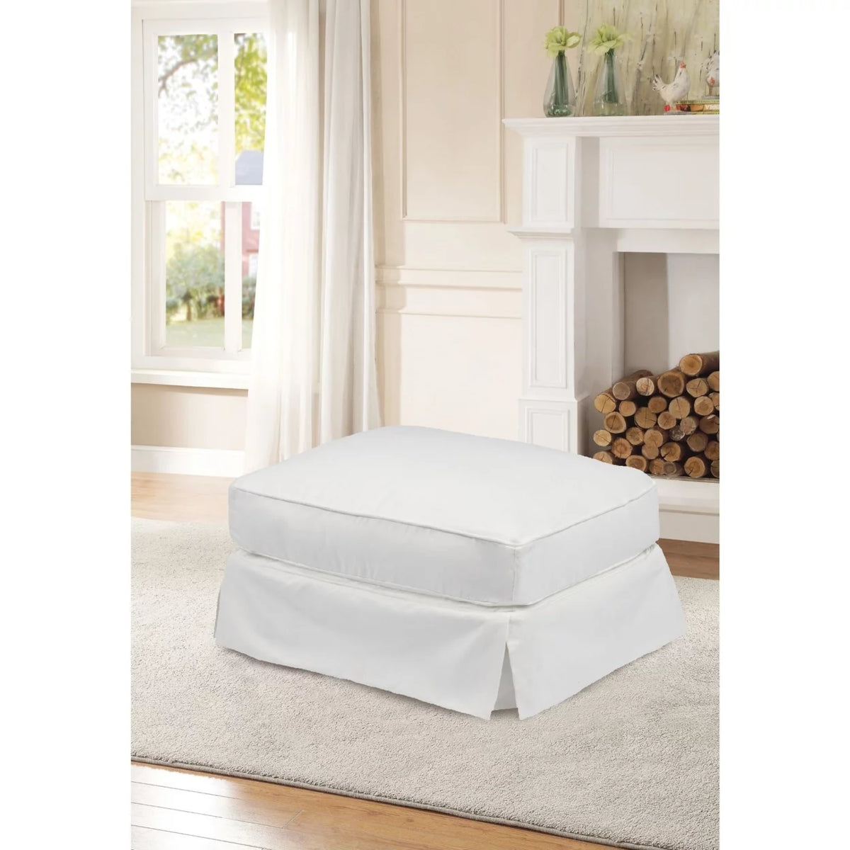 White Upholstered Ottoman C87084