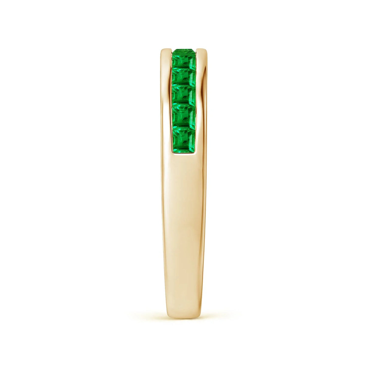 Natural Emerald Ring in 14K Yellow Gold, Size 6, 2mm C177319