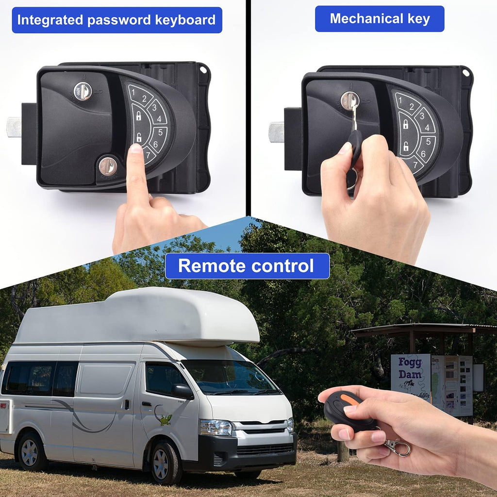 RV Keyless Entry Door Lock with Backlit Keypad and 2 Key Fobs P7601