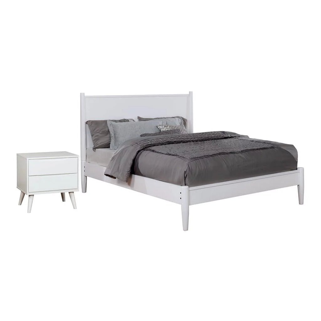 White Solid Wood King Bedroom Set with Nightstand E87084