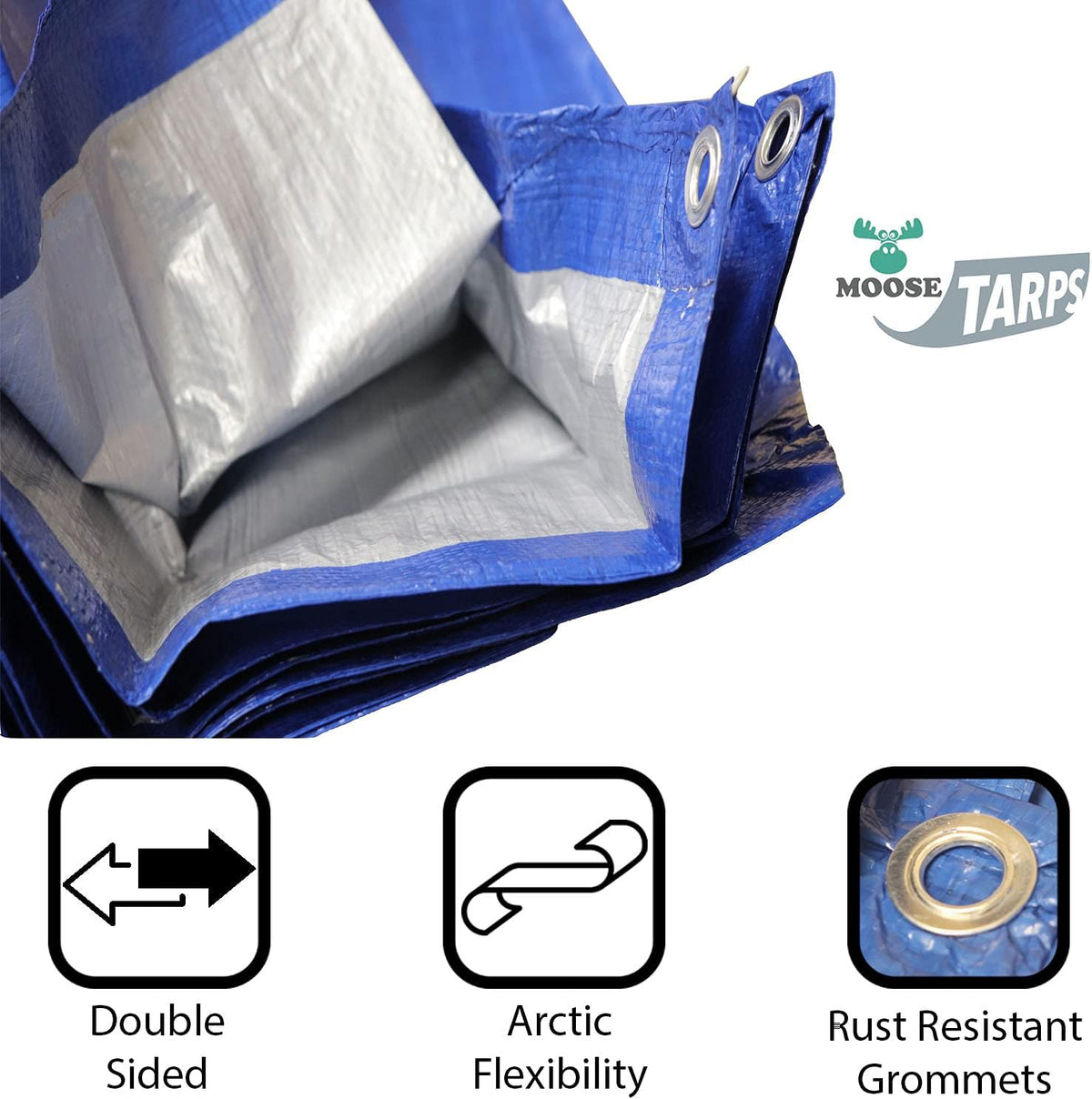 10' x 20' Water Resistant Reversible Blue/Silver Medium Duty Tarp Y582097