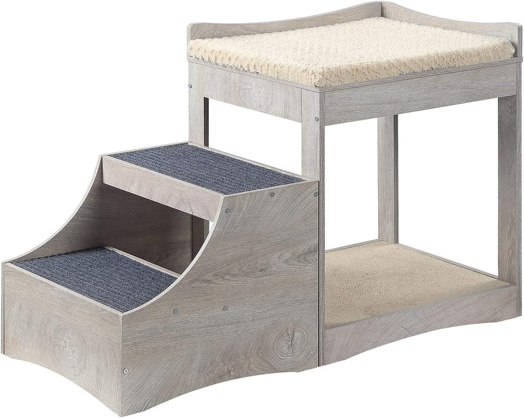 Pet Bunk Bed with Removable Step, Multi-Level Bed Window Perch Seat Platform with Cushion and Cat Scratch Pad L41407