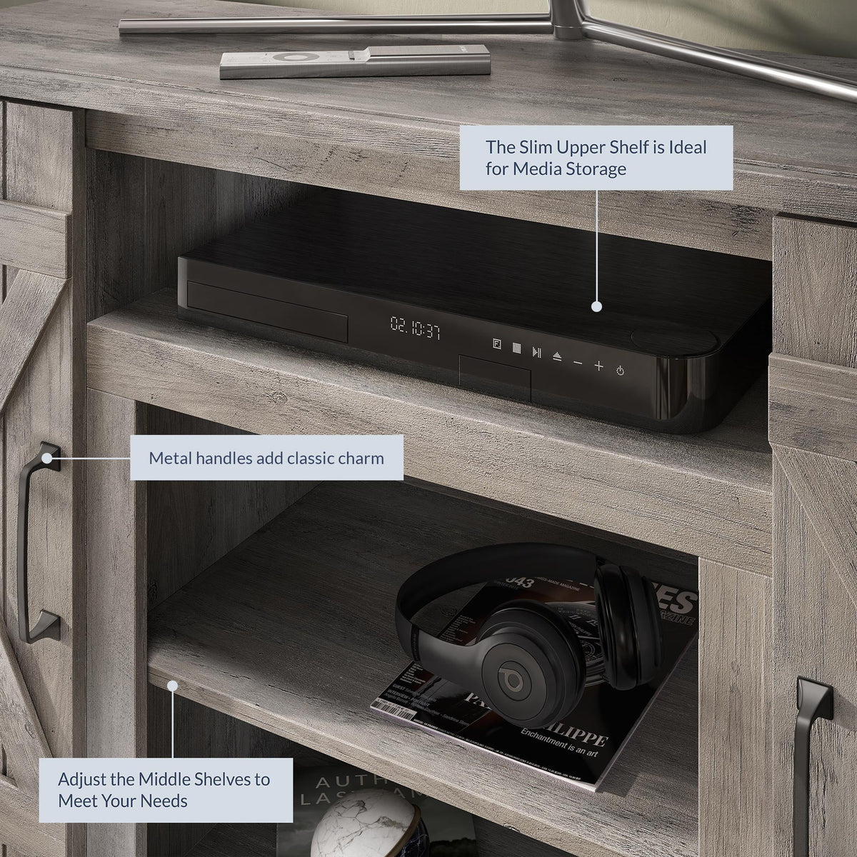 Gray Wash TV Stand Media Entertainment Center M5520