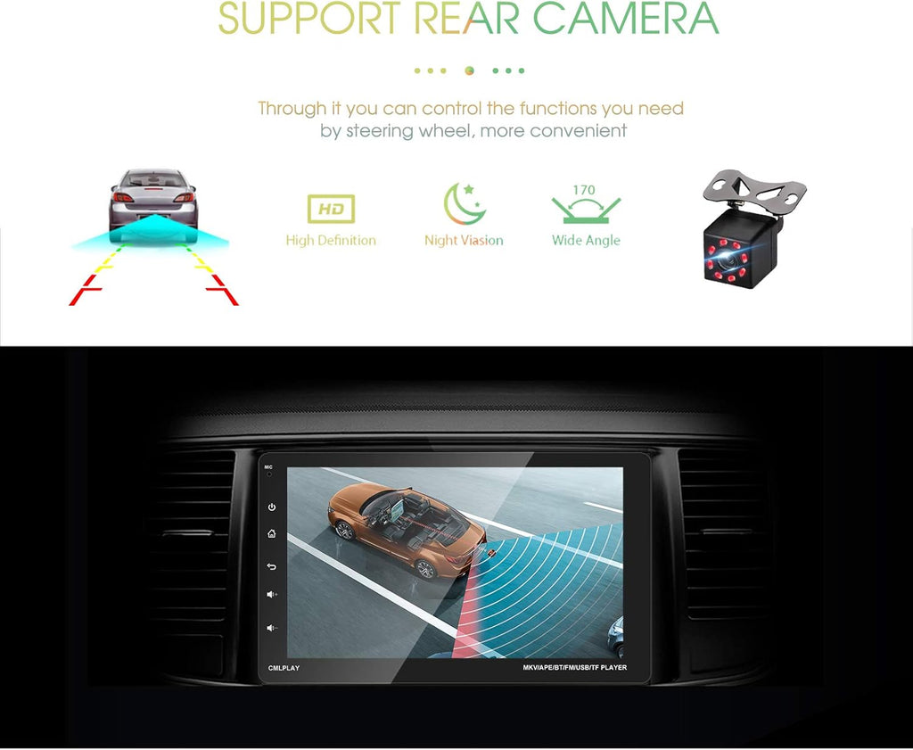 Single Din Car Stereo with 9 Inch Touch Screen and Backup Camera C34629