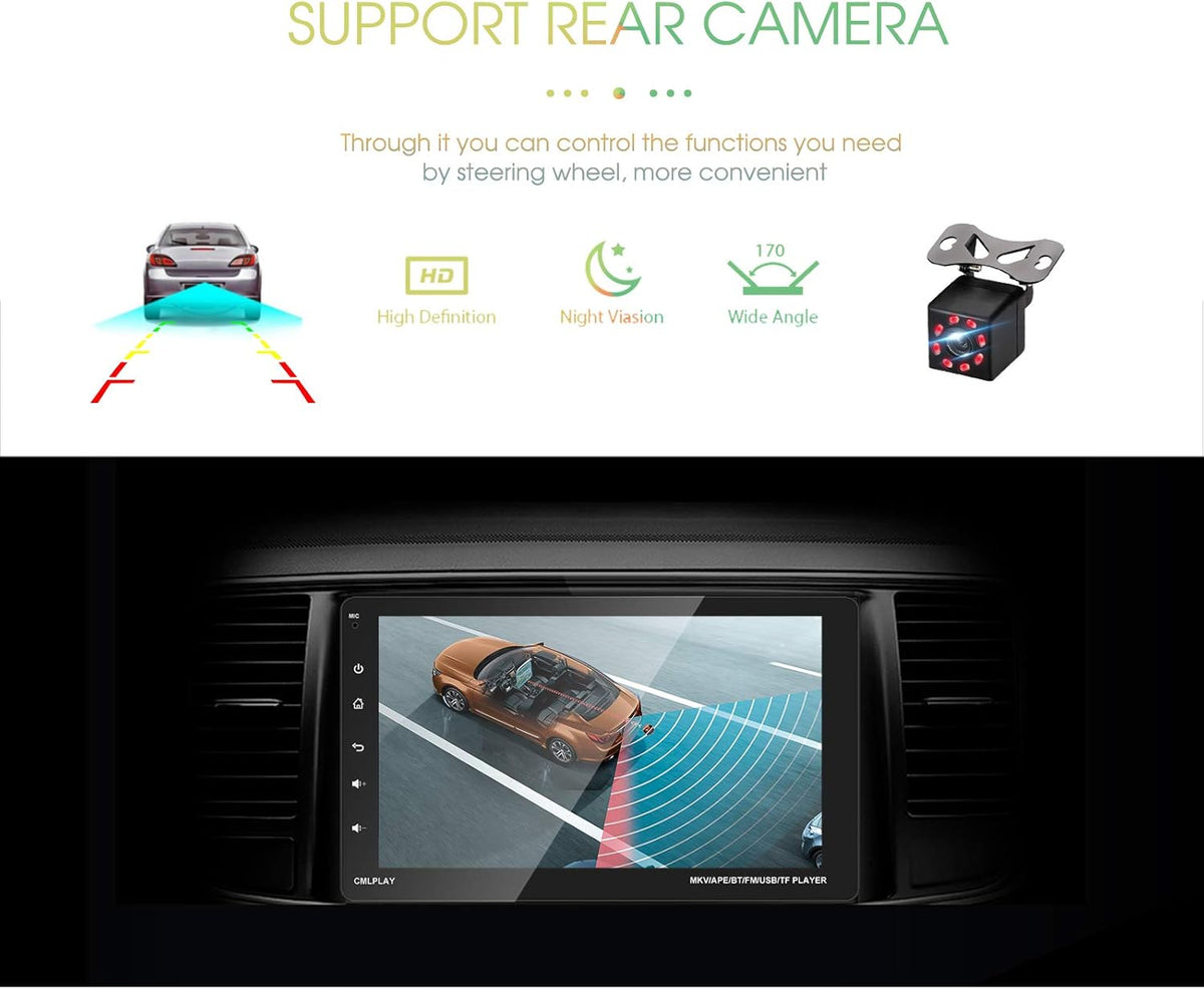Single Din Car Stereo with 9 Inch Touch Screen and Backup Camera C34629