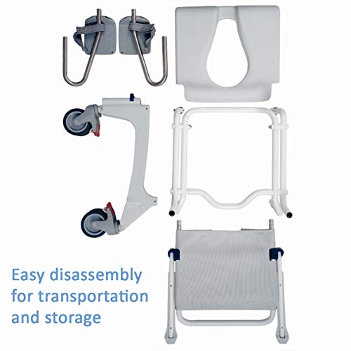 Shower and Commode Chair with Collection Pan, Lid and Pan Support Guide Rail B2358