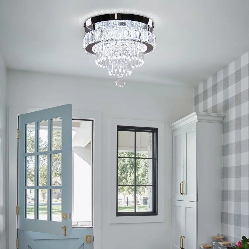 11.8" Crystal Flush Mount Ceiling Light T251100