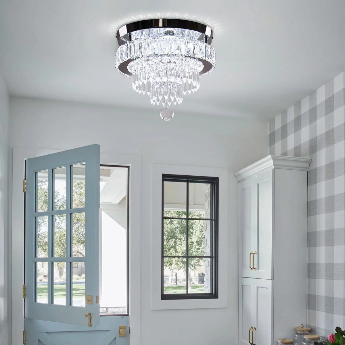11.8" Crystal Flush Mount Ceiling Light T251100