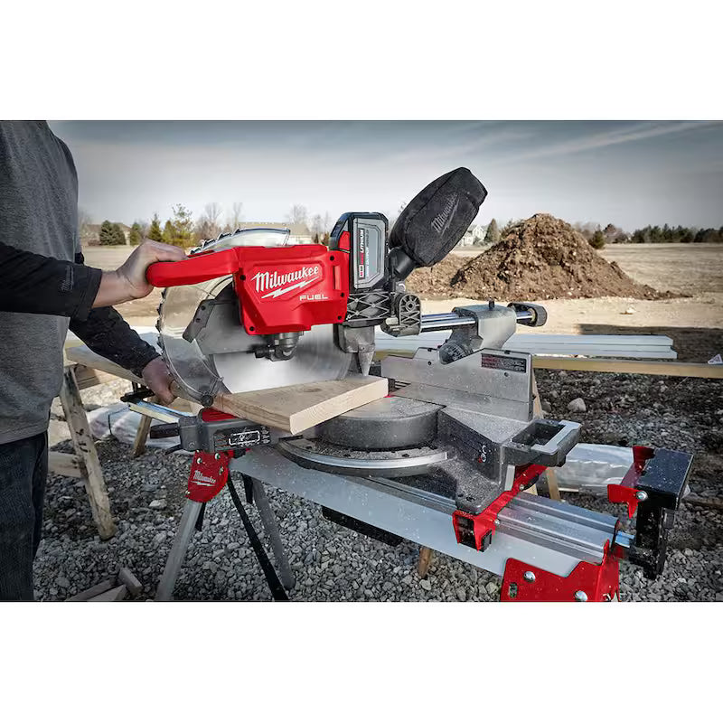 18V Lithium-Ion Brushless Cordless 12 in. Dual Bevel Sliding Compound Miter Saw Kit with Stand and Battery L902770