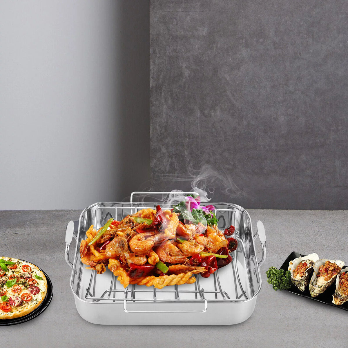 Stainless Steel Rectangular Roasting Pan with Rack S227724