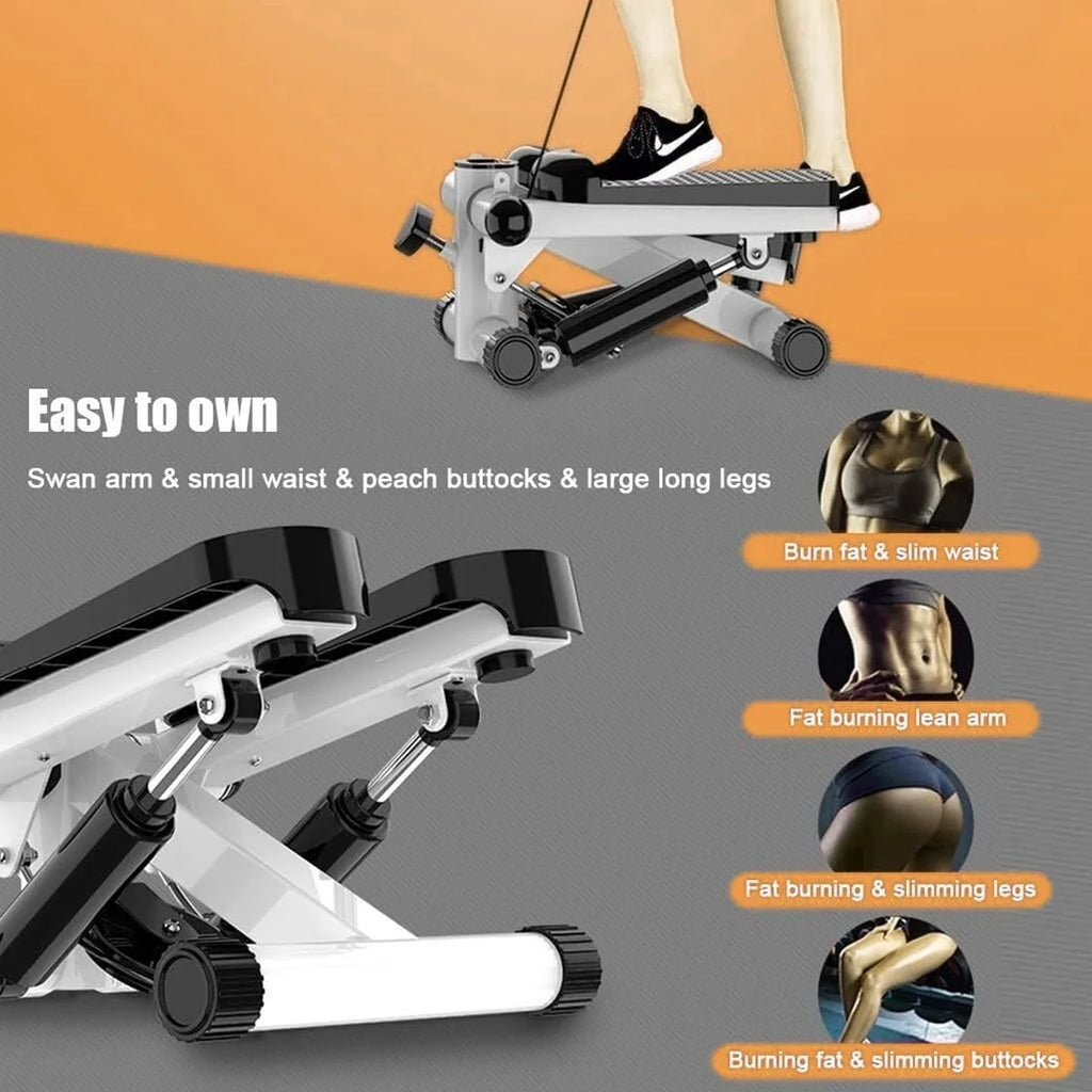 Gray Mini Stepper Air Stair Climber Exercise Machine with Resistance Band K639020