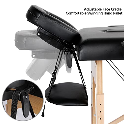Portable Foldable Adjustable Massage Table 24 inch Black O840552