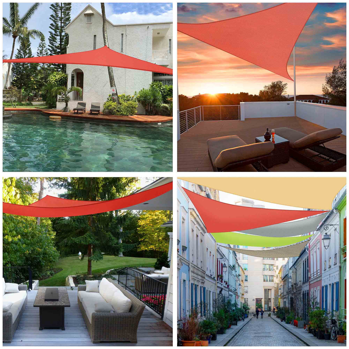 Red Triangle Sun Shade Sail Canopy N264