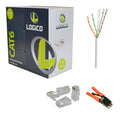 Cat6 UTP Riser CMR Cable 1000ft White with RJ45 Crimp Tool and 100 Piece Cat6 RJ45 Plugs Kit Q1805