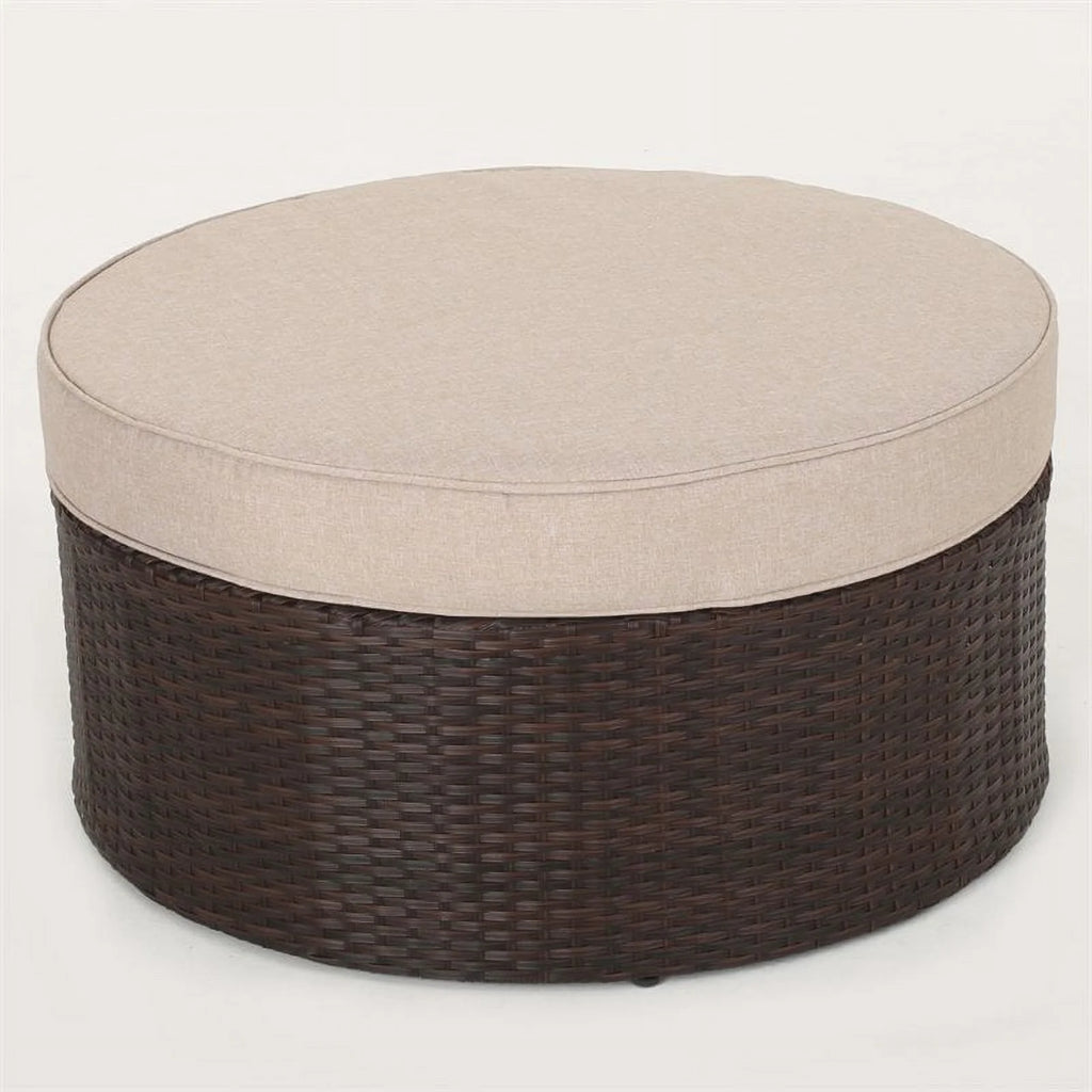 5 Piece Outdoor Wicker Sectional Sofa Set in Beige S859