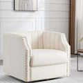 Swivel Barrel Chair Set of 2 Upholstered with Brass Rivets C37133