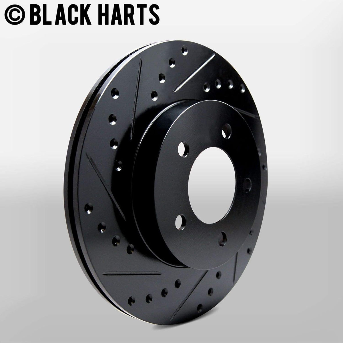 Front Brake Rotors Black Drilled Slotted Heavy Duty Pads H209897