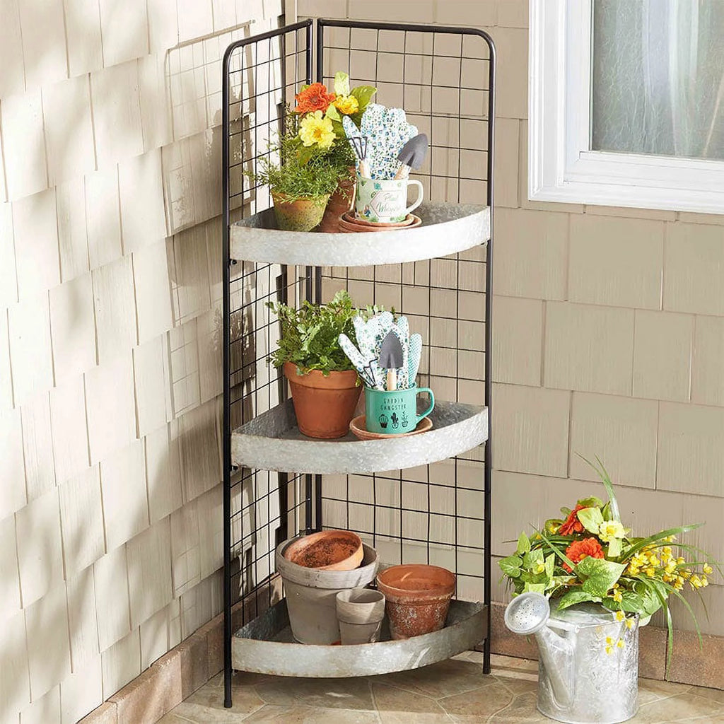 3 Tier Metal Corner Shelf G3056