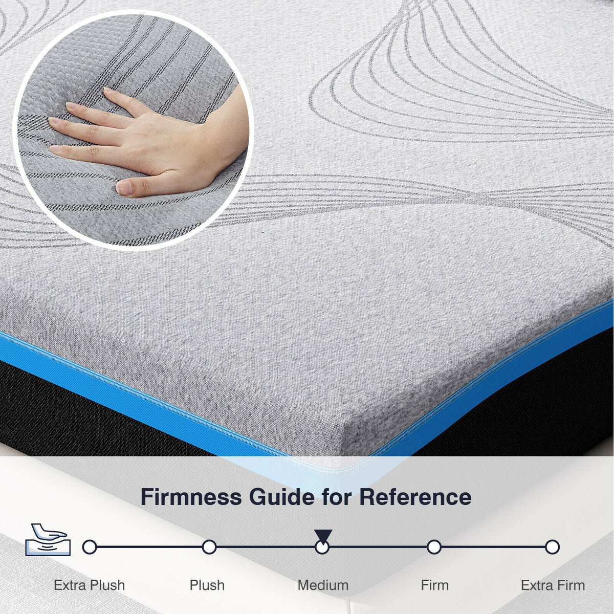 10 Inch Grey Queen Gel Memory Foam Mattress K58566