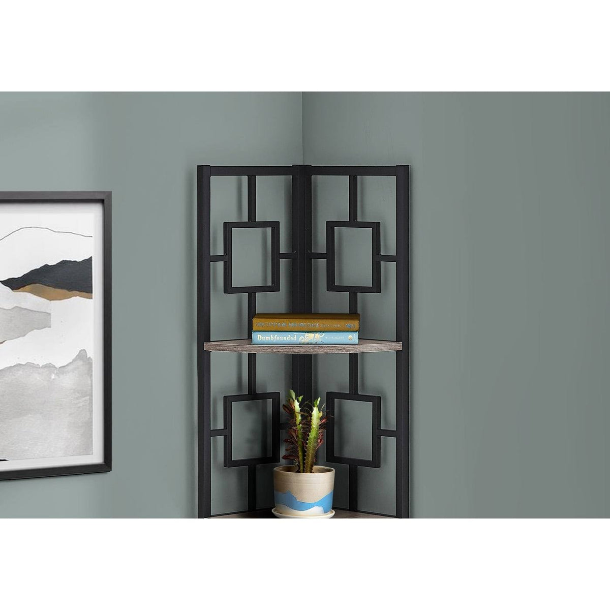 Dark Taupe 4-Tier Metal Etagere Bookshelf C908