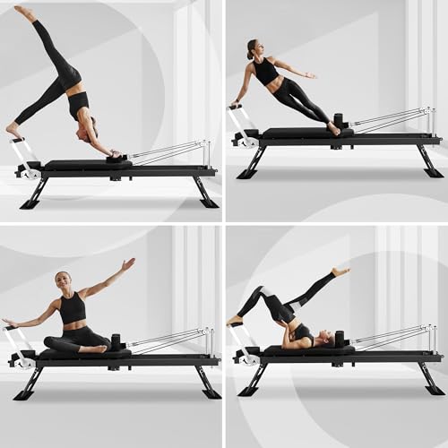 78" Foldable Pilates Reformer Machine with Dual Resistance Springs and Cords P3687