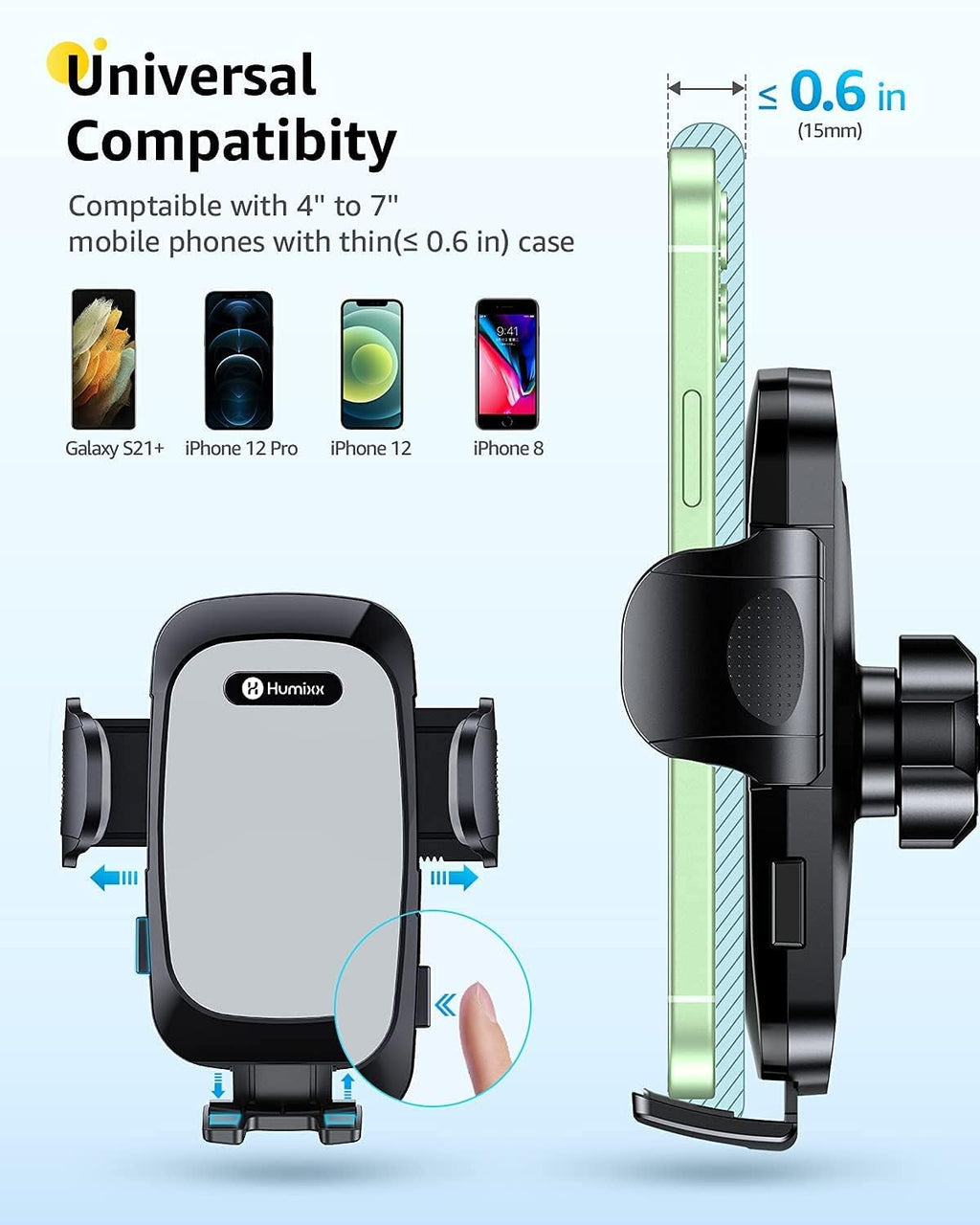 Grey Suction Cup Car Phone Holder Mount E916