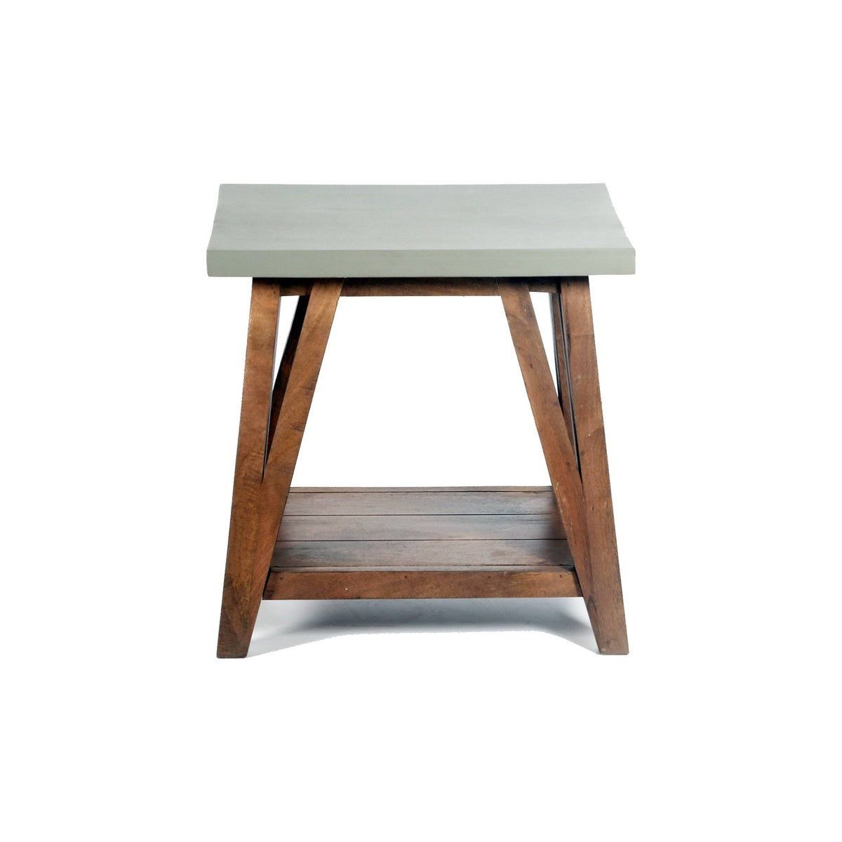 Concrete Coated-Top Wood End Table W226
