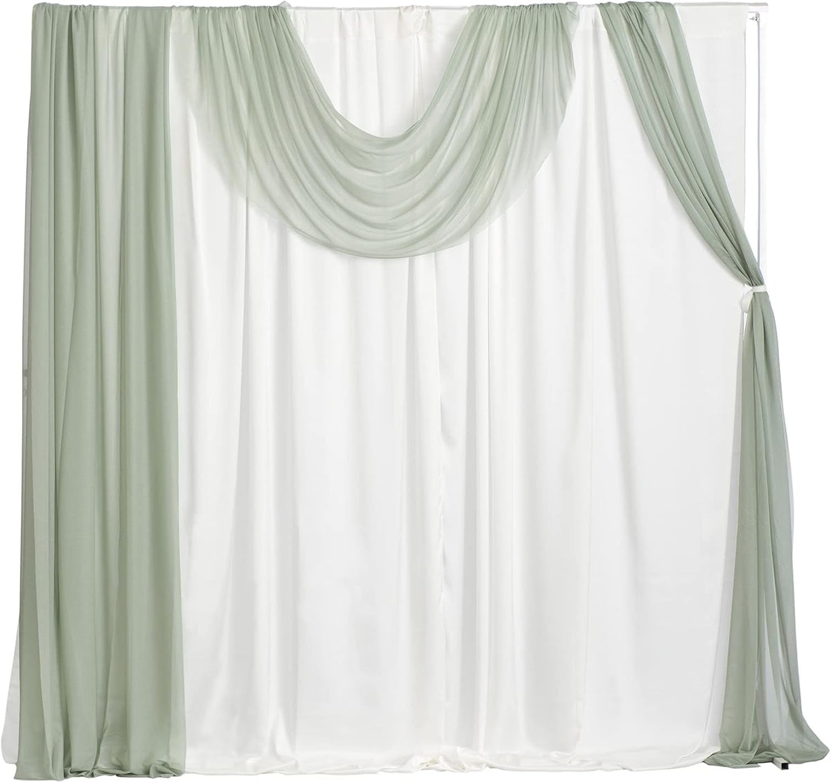 4 Panels Chiffon Wedding Backdrop Curtains, Dusty Rose & White A84903