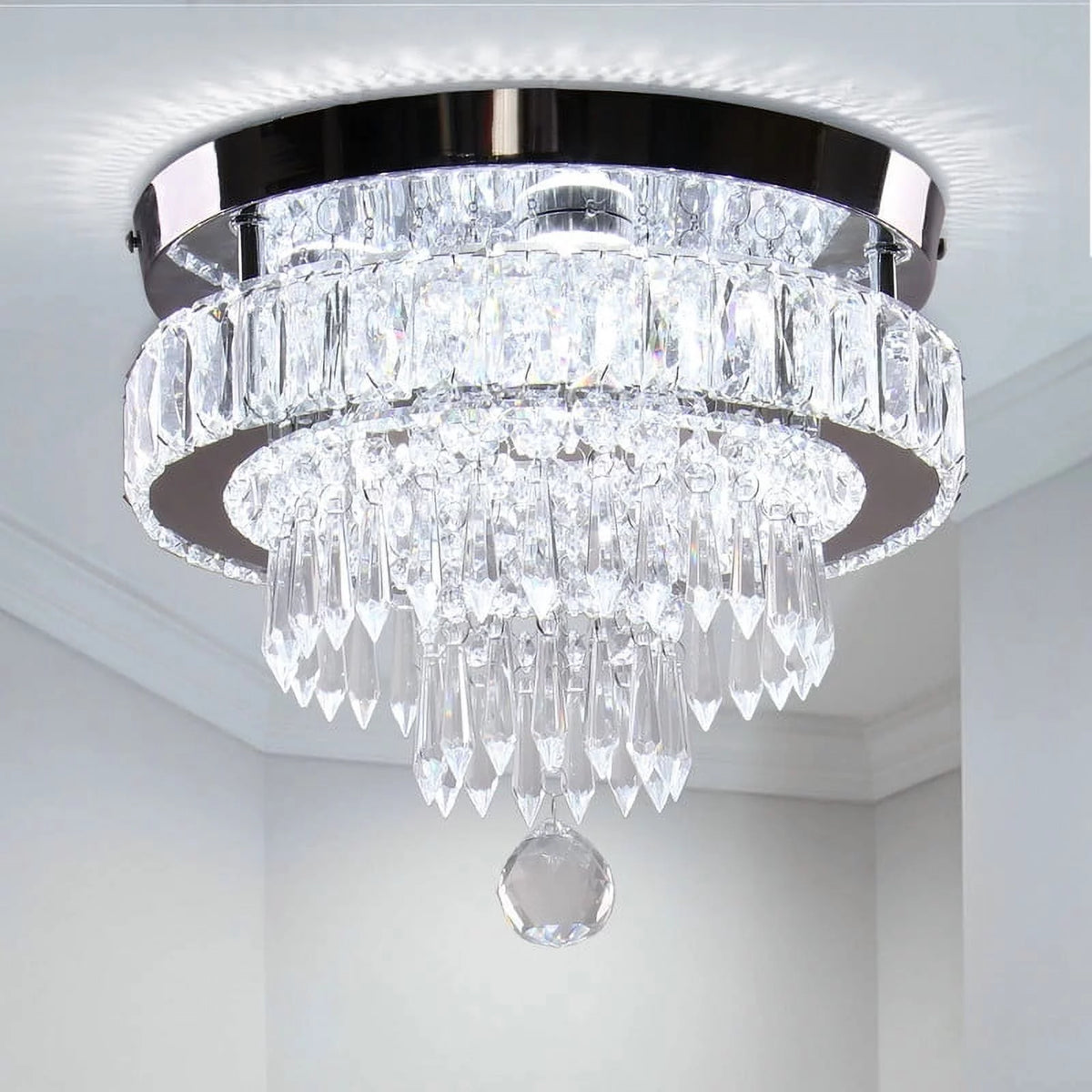 11.8" Crystal Flush Mount Ceiling Light T251100