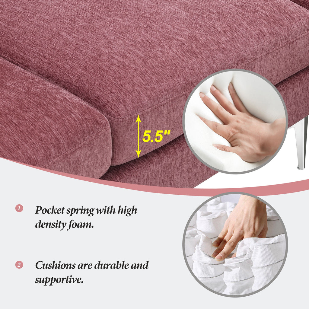 Dark Pink L-Shaped Convertible Sectional Sofa with Reversible Chaise Lounge Z323291