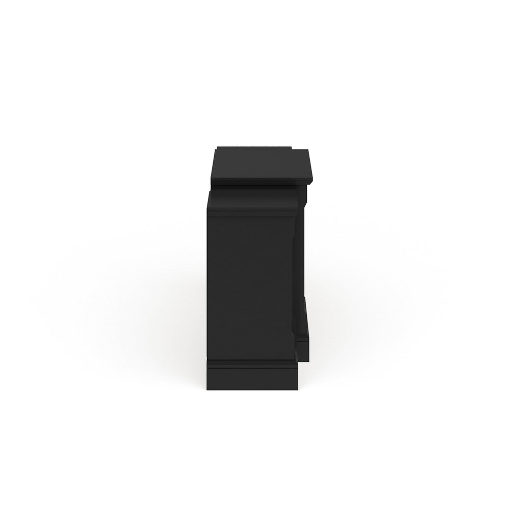 Black Faux Stone Electric Fireplace with Bookcases X24184