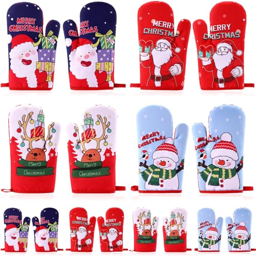 4 Pairs Christmas Oven Mitts Heat Resistant Cooking Gloves X682020
