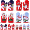 4 Pairs Christmas Oven Mitts Heat Resistant Cooking Gloves X682020