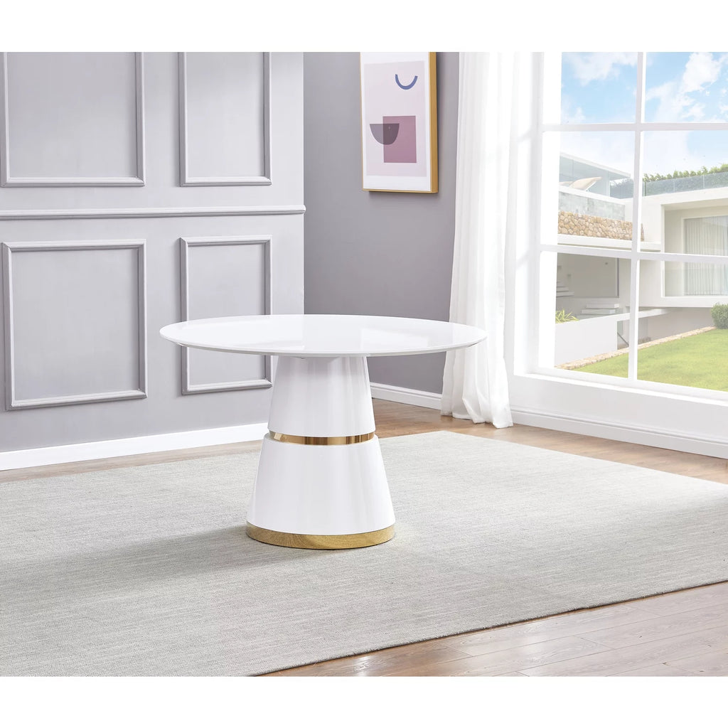 White Gold Round Wood Dining Table D797
