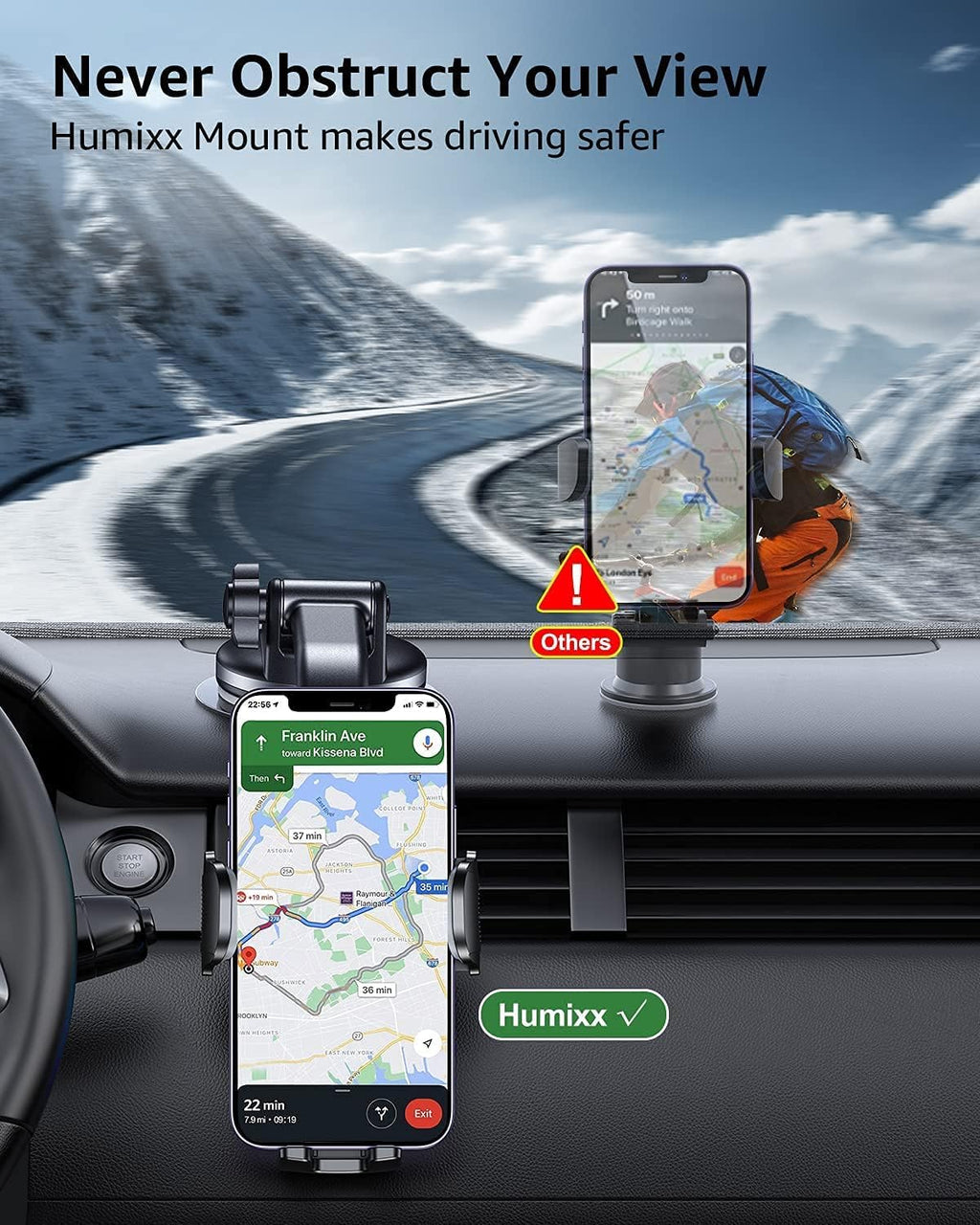 Grey Suction Cup Car Phone Holder Mount E916